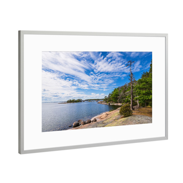 Poster mit Rahmen Silber "Felsen, Bäume, Ostsee" artboxONE - Natur,Reise,Reise / Strand und Meer,Reise / Länder