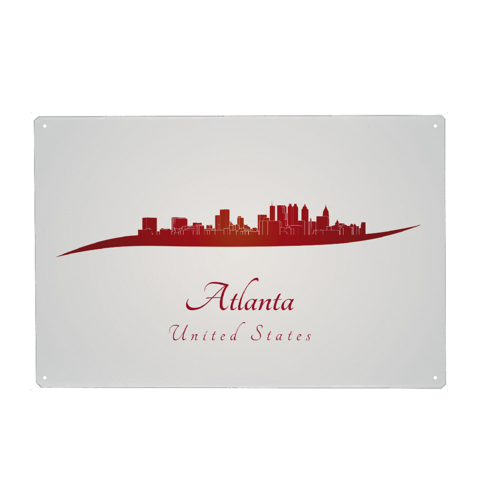 Holzbild "Atlanta skyline in red" artboxONE - Städte - Skyline,Stadt,Denkmäler,Metropole,Reise,Tourismus,Geschenk,Souvenir,Rot,Atlanta