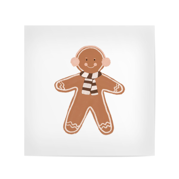 Poster 20x20 cm "Lebkuchenmann & Schal" artboxONE - Für Kinder,Essen & Trinken,Menschen,Weihnachten,Lustig