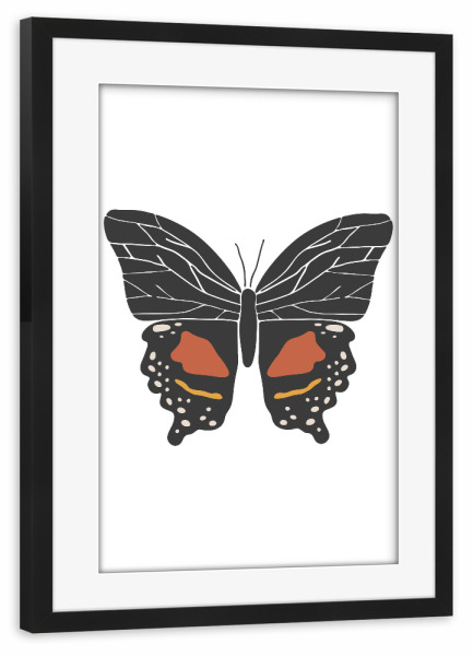 Poster mit Rahmen schwarz "Boho Schmetterlingskunst" artboxONE - Tiere - Schmetterling,Abstrakt,Kunst,Druckbare,Tier,Insekt,Boho,Schmetterling art