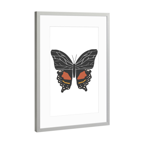 Poster mit Rahmen Silber "Boho Schmetterlingskunst" artboxONE - Tiere - Schmetterling,Abstrakt,Kunst,Druckbare,Tier,Insekt,Boho,Schmetterling art