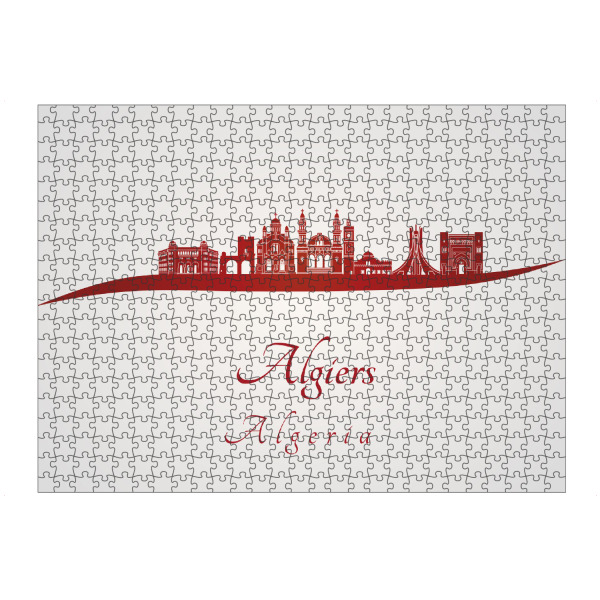 Puzzle Ravensburger "Algier-Skyline in Rot" artboxONE - Städte - Skyline,Stadt,Denkmäler,Metropole,Reise,Tourismus,Geschenk,Rot,Algier