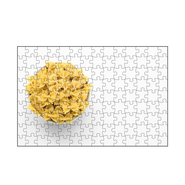 artboxONE Puzzle "Farfalle im Ganzen" artboxONE - Essen & Trinken - Nudeln,Pasta,Essen,Food,Minimalistisch,Weiß,Küche,Fotografie - Bild nudeln