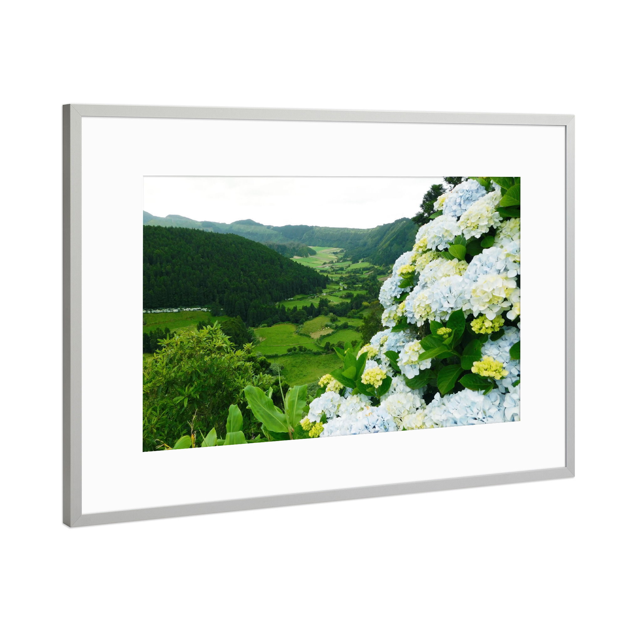 Poster mit Rahmen Silber "Sao Miguel Landschaft" artboxONE - Natur,Reise,Floral,Reise / Strand und Meer,Reise / Länder