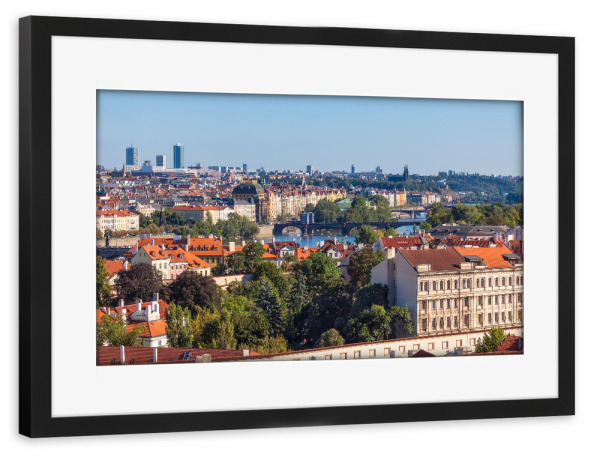 Poster mit Rahmen schwarz "Cityscape of Prague, Czechia" artboxONE - Reise,Architektur,Städte / Prag