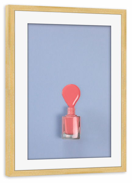 Poster mit Rahmen kiefer "Nagellack hellblau rosa" artboxONE - Fashion