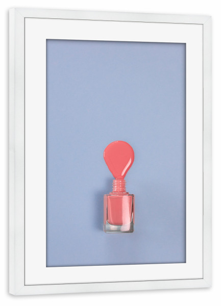 Poster mit Rahmen weiß "Nagellack hellblau rosa" artboxONE - Fashion - Nagellack,Essie,Beauty,Kosmetik,Farben,Bunt,Popart,Makro,Makrofotografie,Frauen