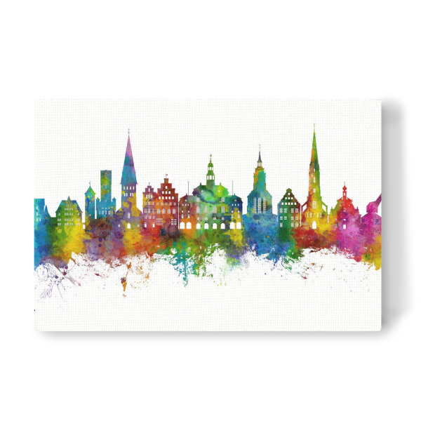 Leinwandbild "Skyline von Lüneburg Deutschland" artboxONE - Städte - Lüneburg,Deutschland,Skyline,Stadtbild,Stadtbild,Aquarell,Malerei