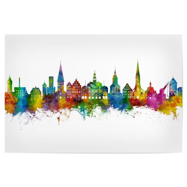 Poster 30x20 cm "Skyline von Lüneburg Deutschland" artboxONE - Städte - Lüneburg,Deutschland,Skyline,Stadtbild,Stadtbild,Aquarell,Malerei