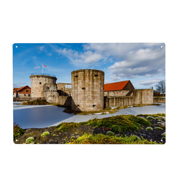 Metall Poster "Wasserschloss von Friedewald" artboxONE - Architektur - Friedewald,Hessen,Wasserschloss,Burg,Ruine,Mittelalter,Historisch