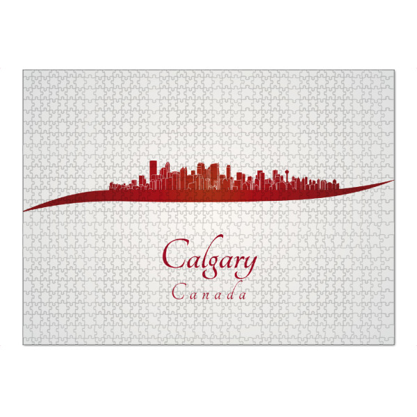 Puzzle Ravensburger "Calgary-Skyline im Rot" artboxONE - Städte,Architektur - Skyline,Stadt,Denkmäler,Metropole,Reise,Tourismus,Geschenk,Rot,Calgary