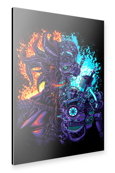 Alu-Dibond "Robot vs Demon" 30x20 cm artboxONE