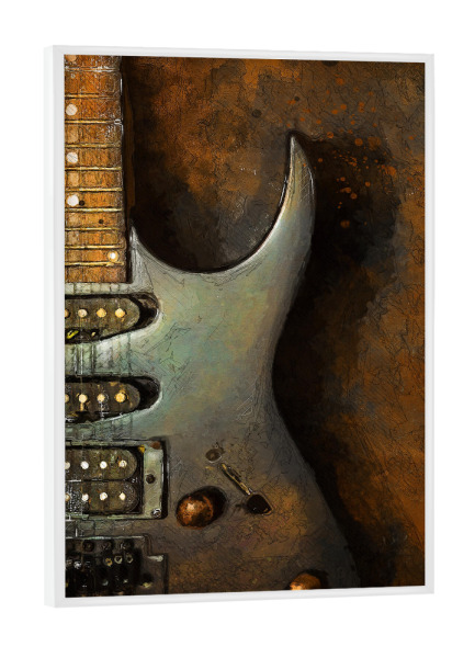 Poster mit weißem Rahmen "Grüne Gitarren-Aquarellkunst" artboxONE - Musik,Für Papa - Gitarre,Gitarrist,Musik,Musikinstrument,Aquarell,Kunst,Jazz