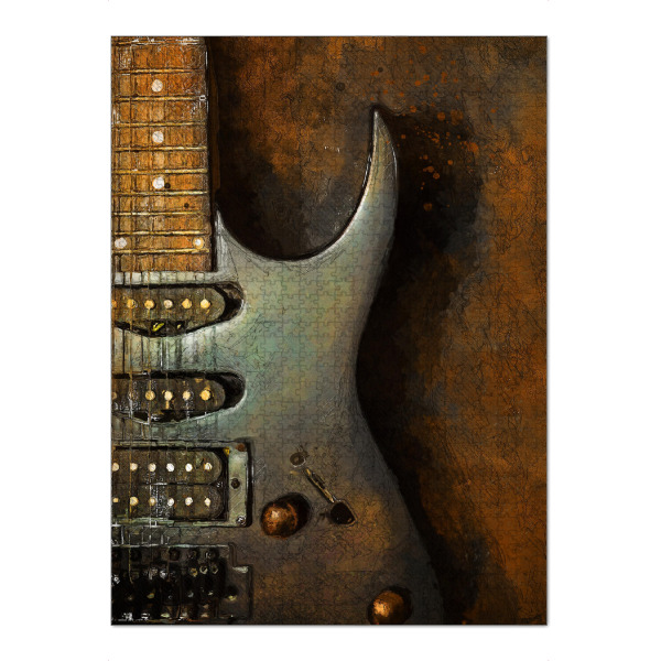 Puzzle Ravensburger "Grüne Gitarren-Aquarellkunst" artboxONE - Musik,Für Papa - Gitarre,Gitarrist,Musik,Musikinstrument,Aquarell,Kunst,Jazz