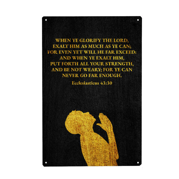 Holzbild "Prediger 43:30" artboxONE - Typografie - Beten,Preisen,Anbeten,Christlich,Christentum,Zitat,Zitate,Bibelverse