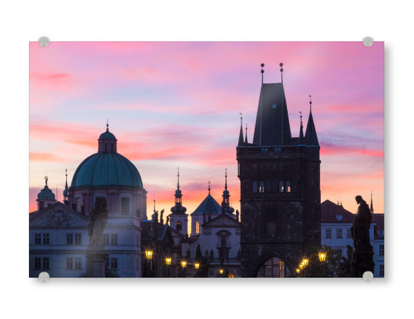 Acrylglasbild "Skyline - Prag bei Sonnenaufgang" artboxONE - Reise,Architektur,Städte / Prag