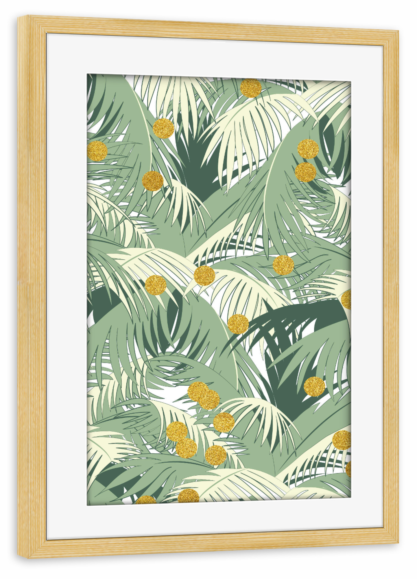 Poster mit Rahmen kiefer "Palme + Gold" artboxONE - Natur