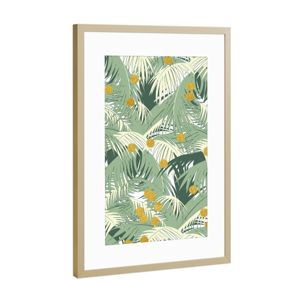 Poster mit Rahmen Gold "Palme + Gold" artboxONE - Natur