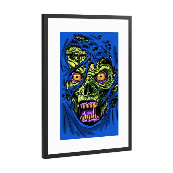 Poster mit Rahmen Schwarz (Metallic) "Zombie durch deine Kleidung" artboxONE - Comic