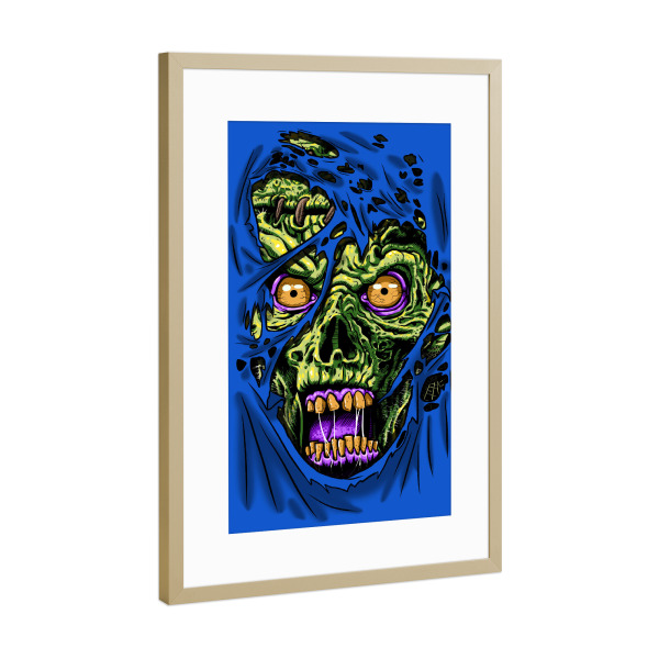 Poster mit Rahmen Gold "Zombie durch deine Kleidung" artboxONE - Comic