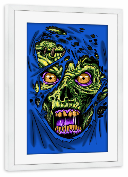 Poster mit Rahmen weiß "Zombie durch deine Kleidung" artboxONE - Comic
