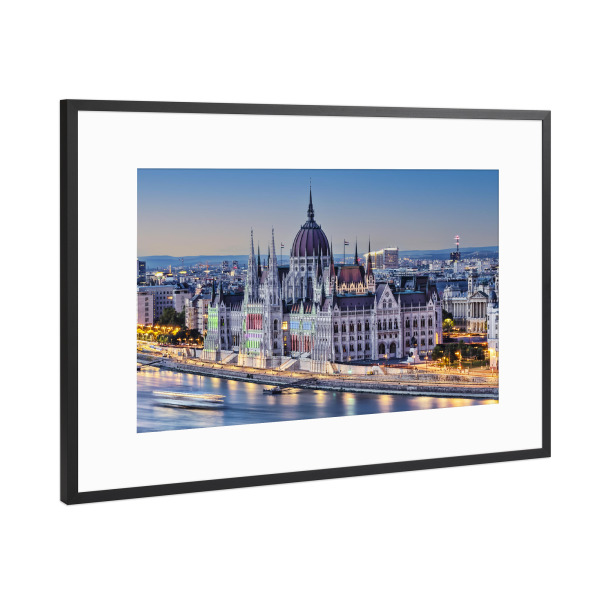 Poster mit Rahmen Schwarz (Metallic) "Budapest in der Abenddämmerung" artboxONE - Städte,Reise,Architektur,Reise / Länder,Städte / Budapest