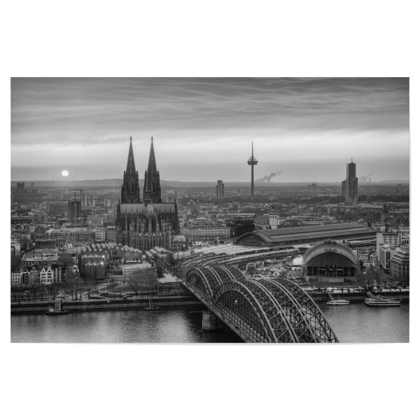 Poster 30x20 cm "Köln Skyline SW" artboxONE - Städte / Köln,Schwarzweiß,Architektur