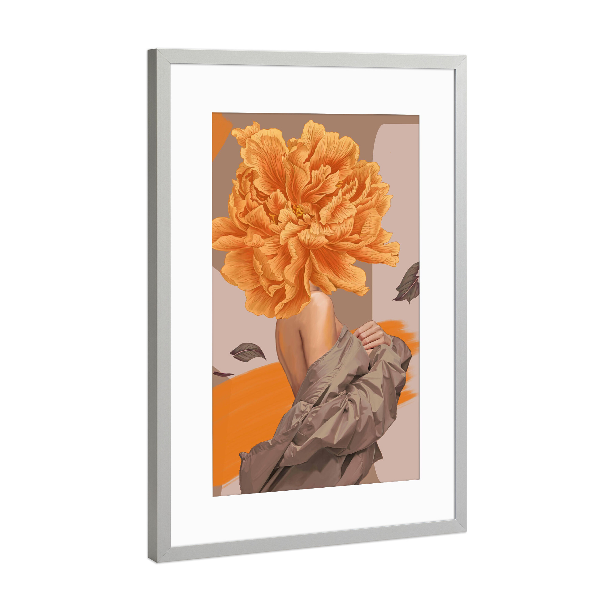 Poster mit Rahmen Silber "Redeem" artboxONE - Natur,Menschen,Streetart - Streetart,Blute,Model,Akt,Jacke,Mode,Highfashion,Kollage,Frau