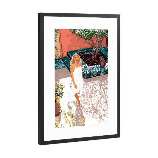 Poster mit Rahmen Schwarz (Metallic) "Sonne tanken" artboxONE - Menschen