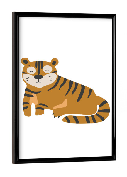 Poster mit schwarzem Rahmen "Tiger-Baby-Tier" artboxONE - Für Kinder,Tiere - Tiger,Tier,Baby,Tierbaby,Kunst,Tigerkunst,Wald,Dschungel,Tropisch