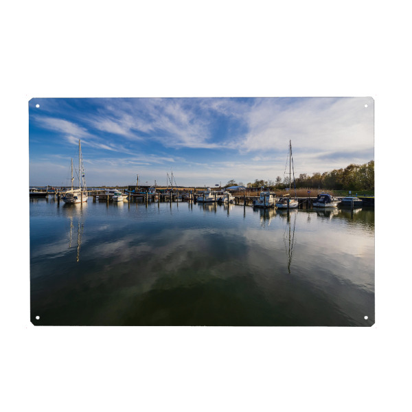 Holzbild "Boote, Steg, Wolken" artboxONE - Natur,Reise,Architektur,Reise / Strand und Meer