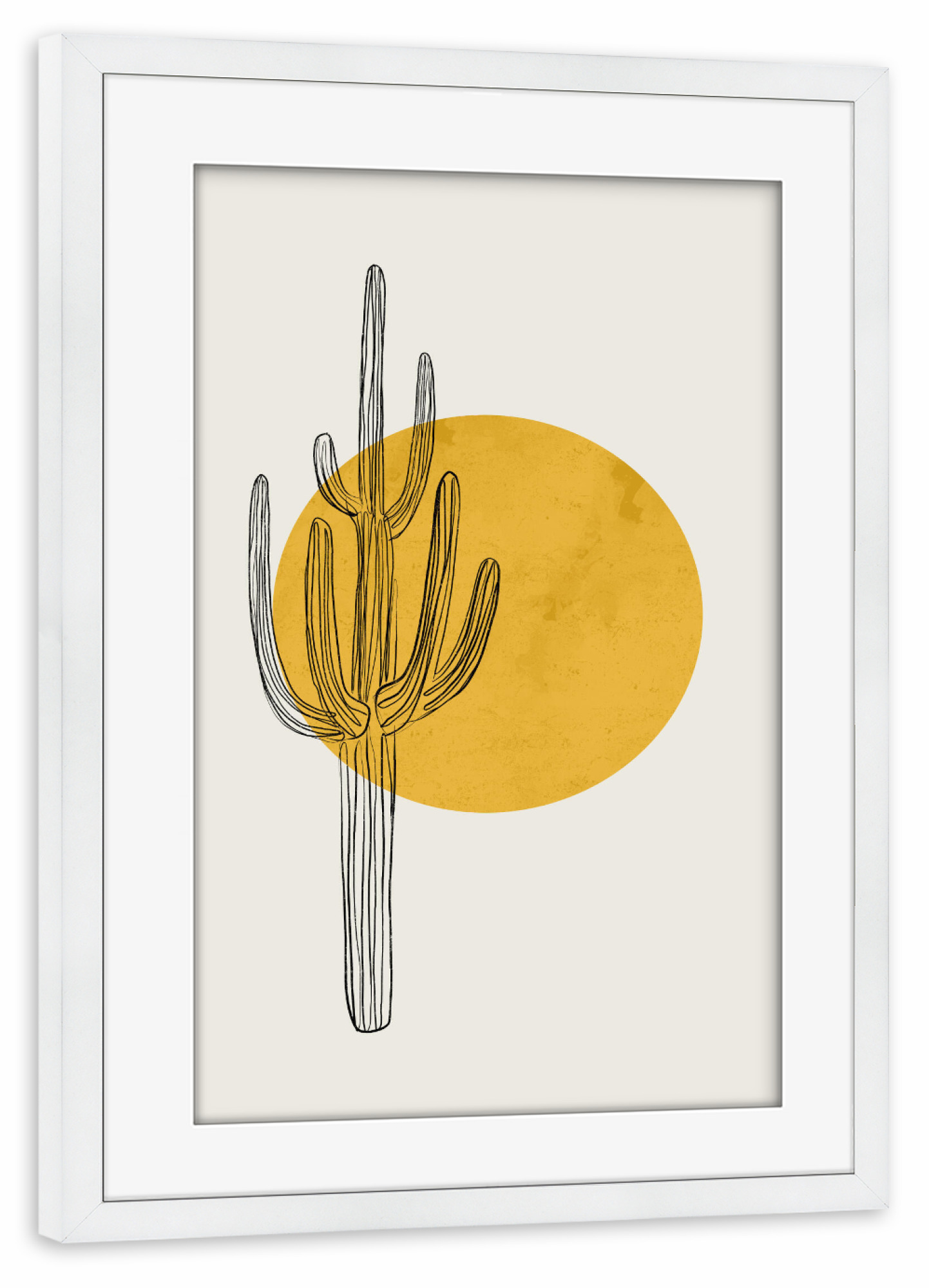 Poster mit Rahmen weiß "Cats & Dotz-Saguaro Kaktus" artboxONE - Natur,Reise,Floral - Kaktus,Wüste,Sommer,Heiß,Hitze,Sand,Sonne,Pflanze