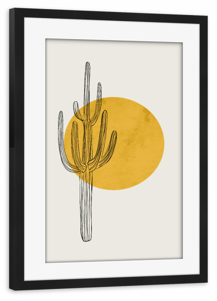 Poster mit Rahmen schwarz "Cats & Dotz-Saguaro Kaktus" artboxONE - Natur,Reise,Floral - Kaktus,Wüste,Sommer,Heiß,Hitze,Sand,Sonne,Pflanze