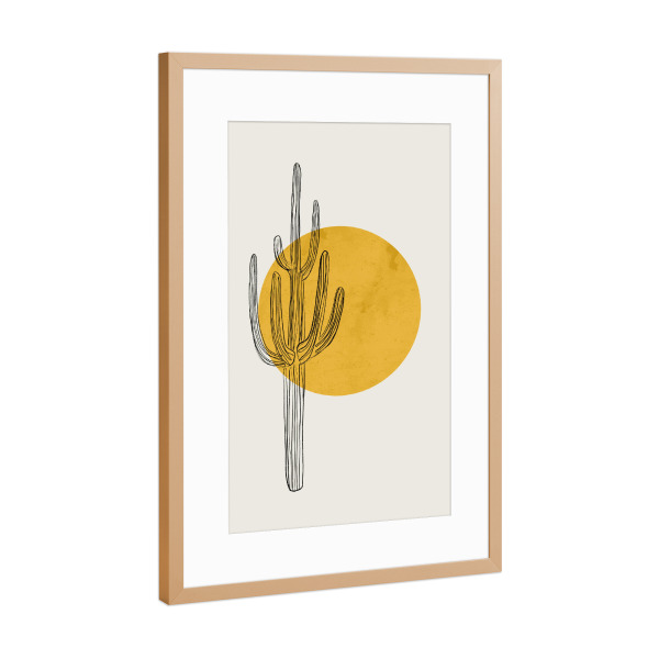 Poster mit Rahmen Kupfer "Cats & Dotz-Saguaro Kaktus" artboxONE - Natur,Reise,Floral - Kaktus,Wüste,Sommer,Heiß,Hitze,Sand,Sonne,Pflanze