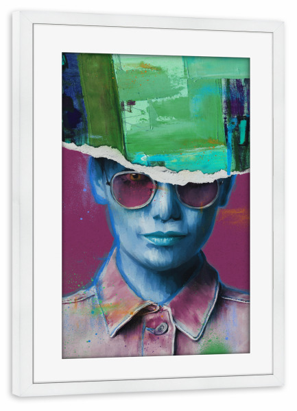 Poster mit Rahmen weiß "Lizzie Pink" artboxONE - Abstrakt,Menschen,Fashion