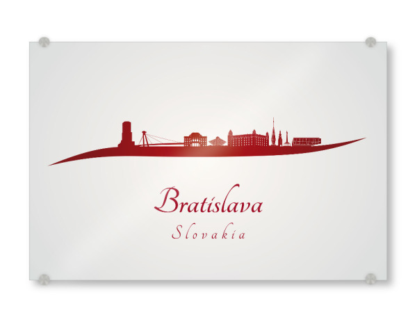 Acrylglasbild "Bratislava-Skyline in Rot" artboxONE - Städte,Architektur