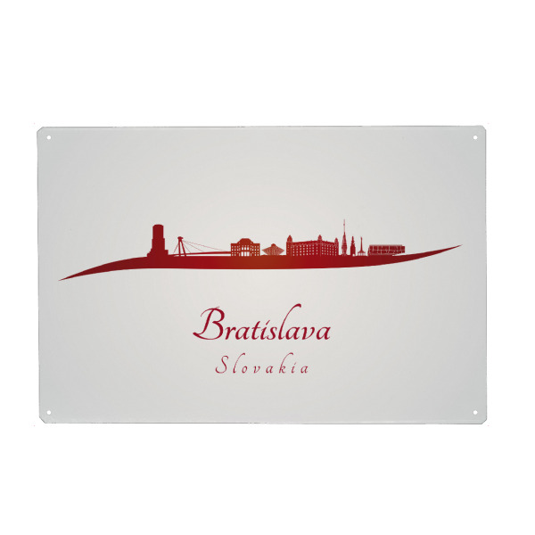 Metall Poster "Bratislava-Skyline in Rot" artboxONE - Städte,Architektur