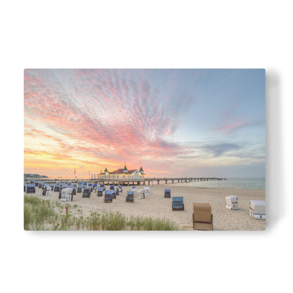Leinwandbild "Seebrücke Ahlbeck Sonnenuntergang" artboxONE - Natur,Reise,Reise / Strand und Meer