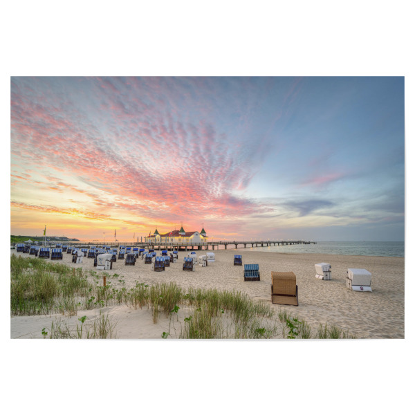 Poster "Seebrücke Ahlbeck Sonnenuntergang" artboxONE - Natur,Reise,Reise / Strand und Meer