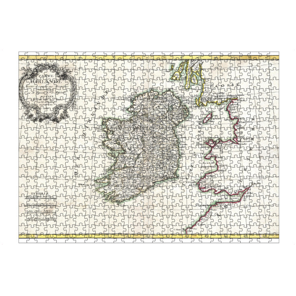 Puzzle Ravensburger "Karte von Irland-v" artboxONE - Kartografie - Karte,Retro,Bildlich,Alt,Farbe,Flach,Weltkarte,Reise - Bild karte