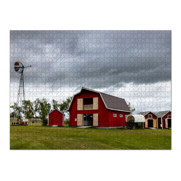 Puzzle Ravensburger "Historische Farm in Kanada" artboxONE - Architektur,Reise / Länder - Kanada,Farm,Wilder westen,Amerika,Planwagen,Scheune