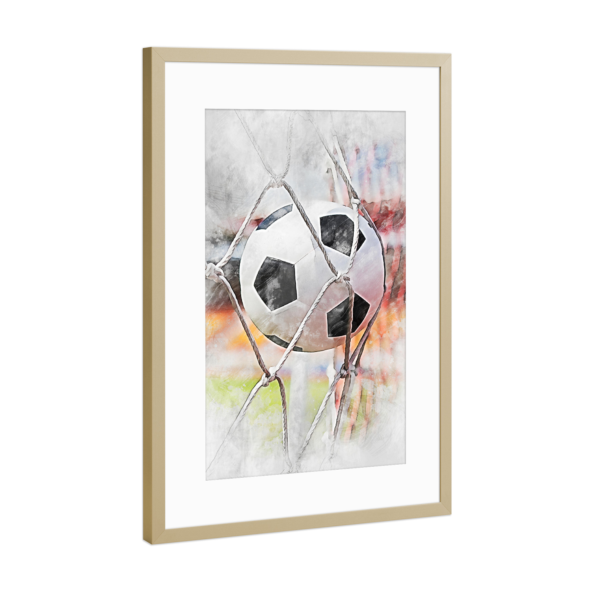 Poster mit Rahmen Gold "Football 3 (matart)" artboxONE - Sport / Fußball - Fußball,Ziel,Fußballspieler,Fußball,Spieler,Ball,Mannschaft,Sport