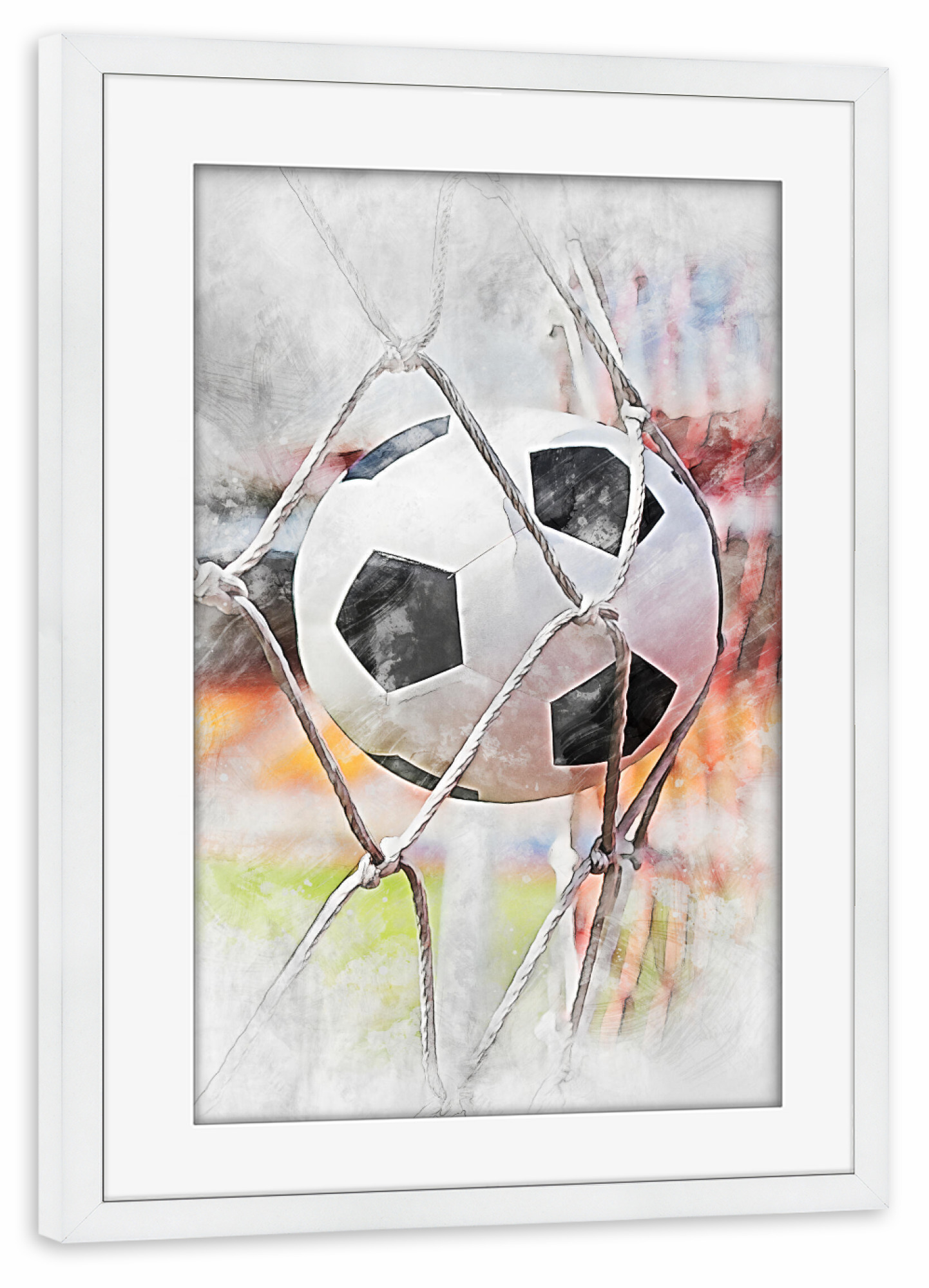 Poster mit Rahmen weiß "Football 3 (matart)" artboxONE - Sport / Fußball - Fußball,Ziel,Fußballspieler,Fußball,Spieler,Ball,Mannschaft,Sport