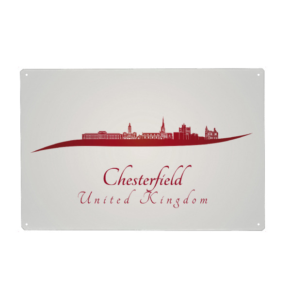Holzbild "Chesterfield-Skyline im Rot" artboxONE - Städte,Architektur