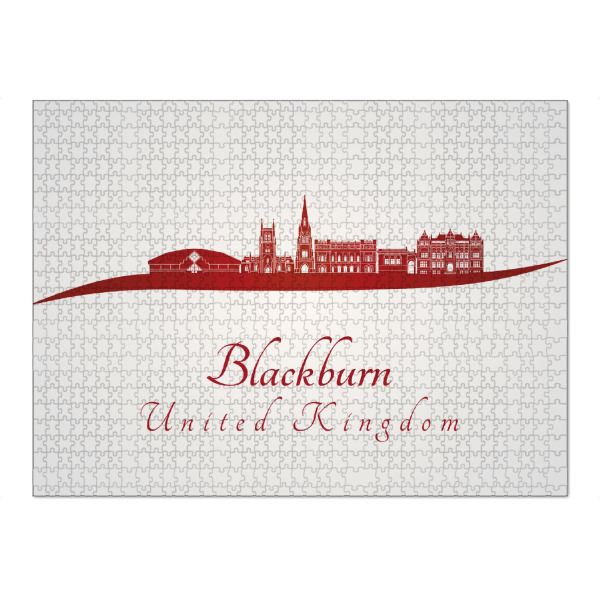 Puzzle Ravensburger "Blackburn-Skyline im Rot" artboxONE - Städte,Architektur