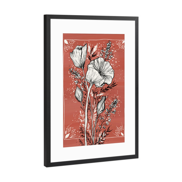 Poster mit Rahmen Schwarz (Metallic) "Floral Boho Illustration" artboxONE - Natur,Floral