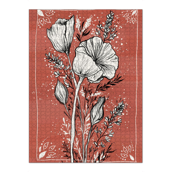 Puzzle Ravensburger "Floral Boho Illustration" artboxONE - Natur,Floral - Floral,Blumen,Flower,Plants,Boho,Bohemian,Illustration,Rost,Sommer