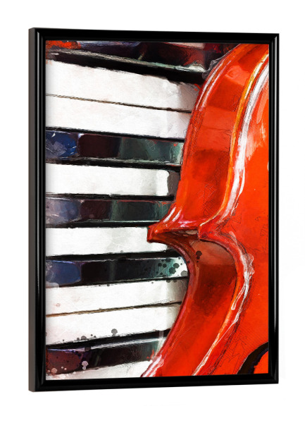 Poster mit schwarzem Rahmen "Klavier- und Geigenaquarell" artboxONE - Musik,Für Papa - Geige,Klavier,Streicher,Instrument,Musik,Jazz,Aquarell