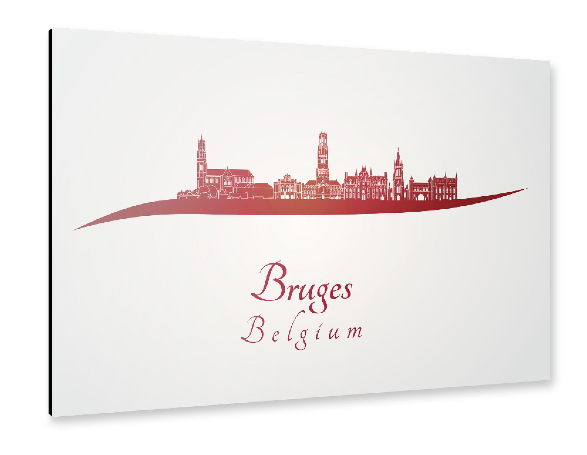 Alu-Dibond "Brügge-Skyline in Rot" 75x50 cm artboxONE