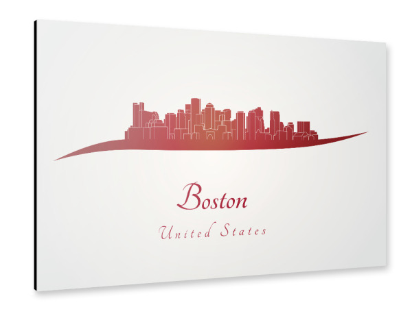 Alu-Dibond "Boston-Skyline im Rot" 30x20 cm artboxONE